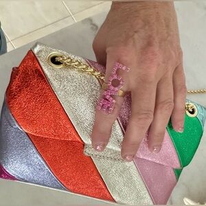 💖 Valentines Day ready Metallic leather bag made in Italy 🇮🇹